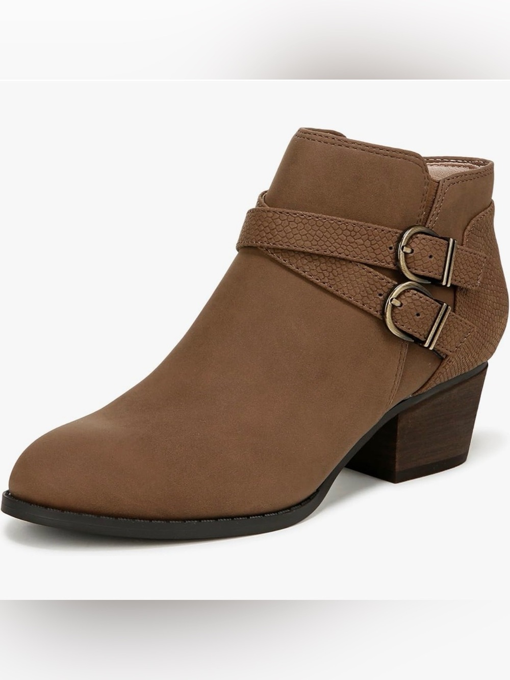 LifeStride womens Blaire Block Heel Ankle Bootie- Dark Taupe Size 5